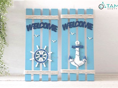 Tranh gỗ treo tường welcome phong cách biển W-TRANH-18